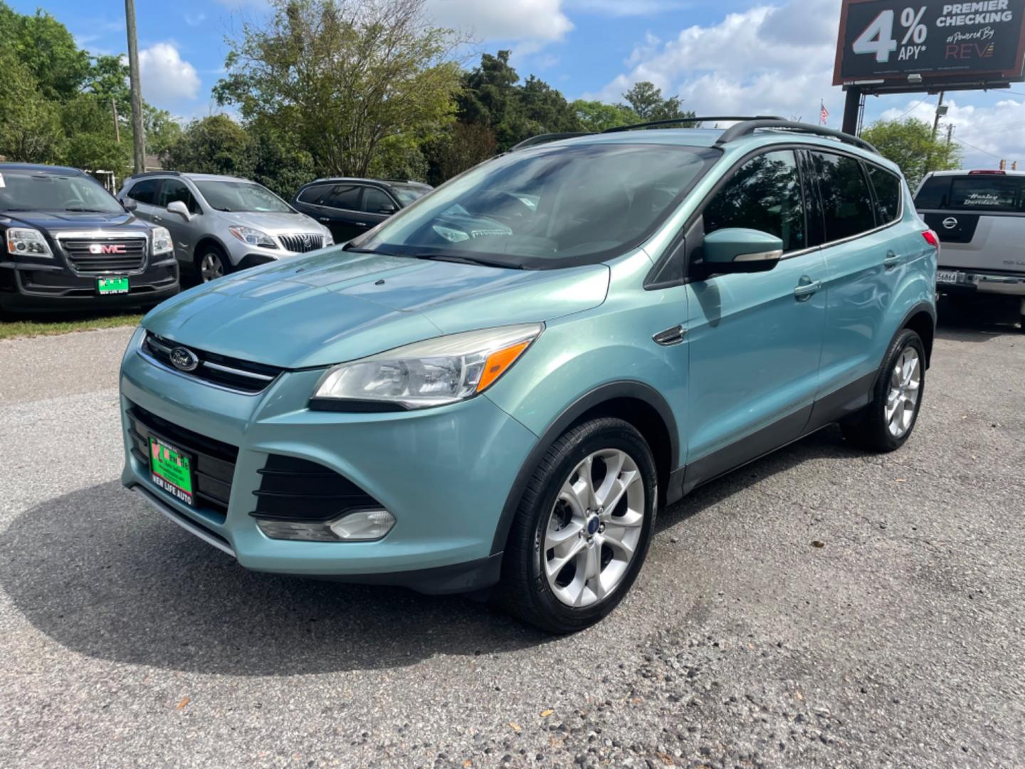 2013 BLUE FORD ESCAPE SEL (1FMCU9HX0DU) with an 1.6L engine, Automatic transmission, located at 5103 Dorchester Rd., Charleston, SC, 29418-5607, (843) 767-1122, 36.245171, -115.228050 - Clean CarFax (no accidents reported!) Clean interior with Leather, CD/USB/Sat/Bluetooth, Power Everything (windows, locks, seat, mirrors), Power Liftgate, Heated/Memory Seating, Push Button Start, Keyless Entry, Alloy Wheels. Certified One Owner!! Only 109k miles! Located at New Life Auto Sales! 2 - Photo#1