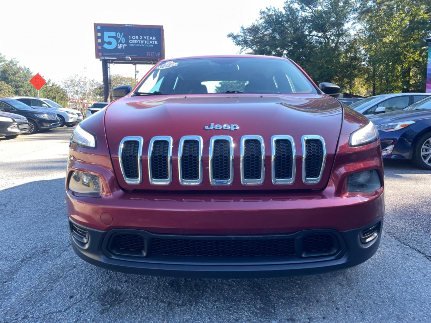 2014 RED JEEP CHEROKEE SPORT (1C4PJMAB6EW) with an 2.4L engine, Automatic transmission, located at 5103 Dorchester Rd., Charleston, SC, 29418-5607, (843) 767-1122, 36.245171, -115.228050 - Photo#1