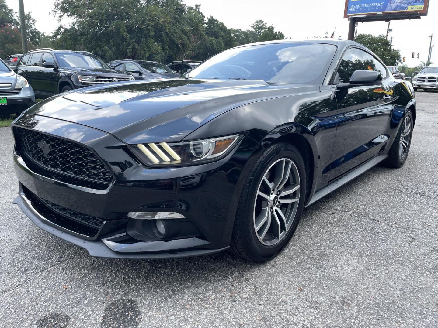 2015 BLACK FORD MUSTANG ECOBOOST (1FA6P8TH3F5) with an 2.3L engine, Automatic transmission, located at 5103 Dorchester Rd., Charleston, SC, 29418-5607, (843) 767-1122, 36.245171, -115.228050 - Leather, Navigation, Back-up Camera, CD/AUX/Sat/Bluetooth, Dual Climate, Power Everything (windows, locks, seats, mirrors), Heated/Cooled/Memory Seating, Keyless Entry, Push Button Start, Alloy Wheels. 125k miles Located at New Life Auto Sales! 2023 WINNER for Post & Courier's Charleston's Choice P - Photo#2