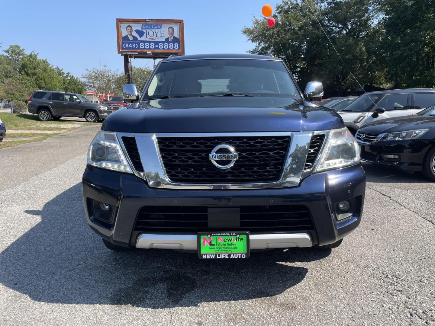 2017 BLUE NISSAN ARMADA SV (JN8AY2NE1H9) with an 5.6L engine, Automatic transmission, located at 5103 Dorchester Rd., Charleston, SC, 29418-5607, (843) 767-1122, 36.245171, -115.228050 - Photo#1