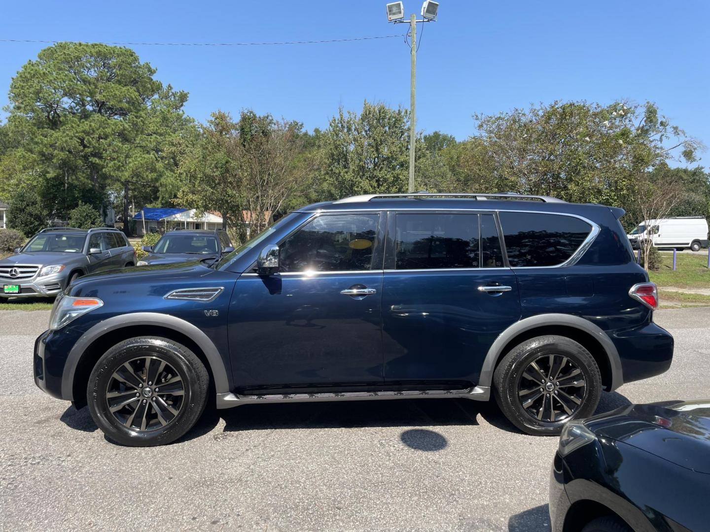 2017 BLUE NISSAN ARMADA SV (JN8AY2NE1H9) with an 5.6L engine, Automatic transmission, located at 5103 Dorchester Rd., Charleston, SC, 29418-5607, (843) 767-1122, 36.245171, -115.228050 - Beautiful wood-grain interior with Leather, Sunroof, Navigation, 360 Camera, CD/AUX/Sat/Bluetooth, Dual Climate Control, Power Everything (window, locks, seats, mirrors), Heated/Cooled/Memory Seating, Heated Steering Wheel, Power Adjust Steering Wheel, Rear Climate Control, Rear DVD, Rear Heated Sea - Photo#3