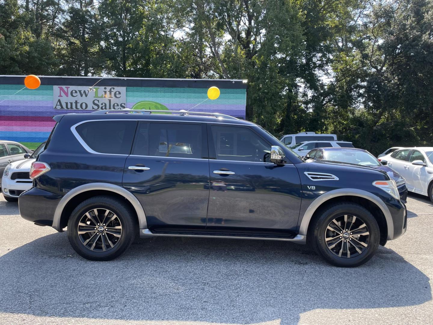 2017 BLUE NISSAN ARMADA SV (JN8AY2NE1H9) with an 5.6L engine, Automatic transmission, located at 5103 Dorchester Rd., Charleston, SC, 29418-5607, (843) 767-1122, 36.245171, -115.228050 - Photo#7